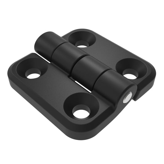 EH-7A-6V6-50 | Surface Mount Hinge, 60 mm (2.36 in) size, with Mounting Holes, Zinc Alloy, Powder Coated, Black