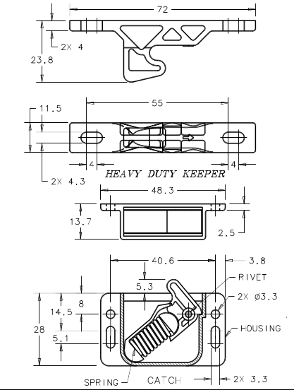 Southco C3 Grabber Latch Dimensions