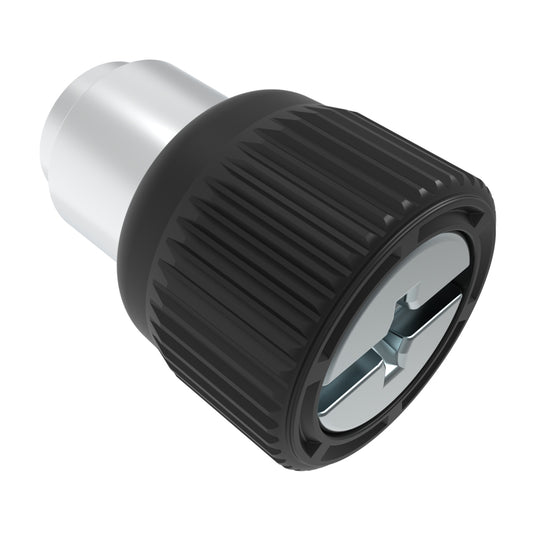47-80-586-50 | Captive Screw, M5 X 0.8, Flare-in, Phillips/Slot Combination, Knurled Black Knob