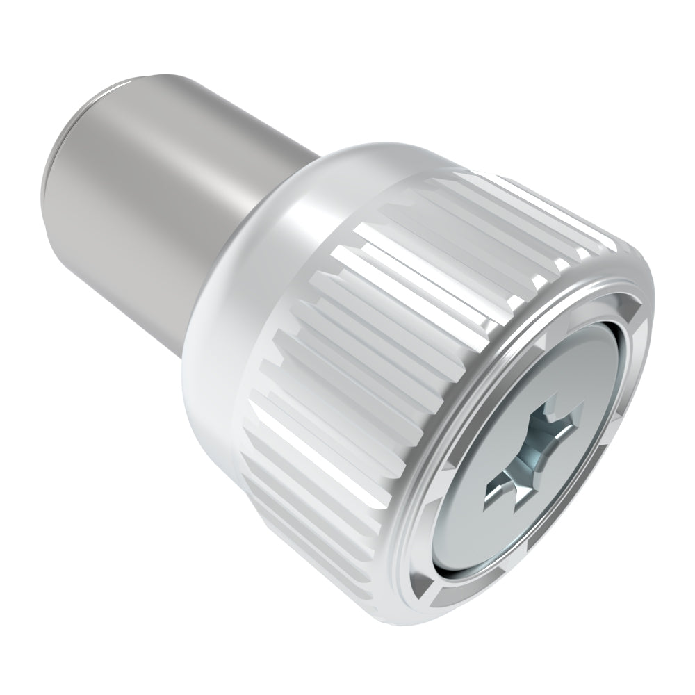 47-92-521-20 | Captive Screw, M5 X 0.8, Press-in, Phillips Recess, Knurled Bright Knob