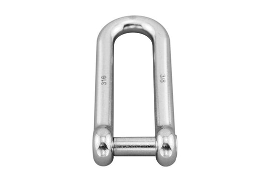 S0138-NS06 | LONG D SHACKLE W/NS PIN, 1/4" 316 SS