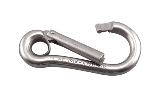 S0143-0080 | SPRING CLIP (SP GATE) W/ EYE 5/16" X 3-1/4",316SS
