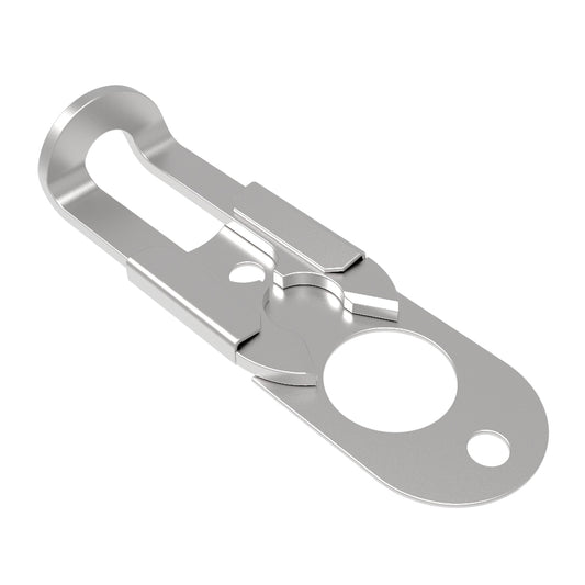 Metallic carabiner on a white background