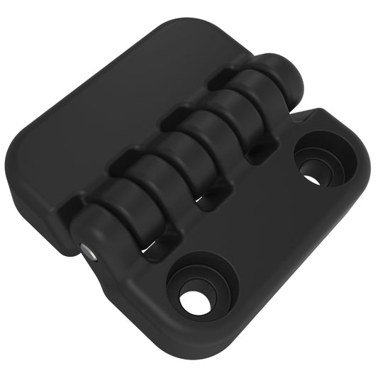 EH-7B-6GW6-20 | Surface Mount Hinge, 65mm size, with Mounting Holes, Nylon, Black