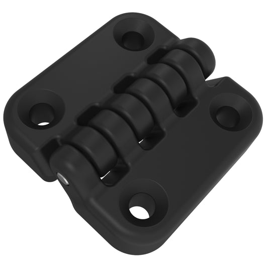 EH-7B-6V6-20 | Surface Mount Hinge, 65mm size, with Mounting Holes, Nylon, Black