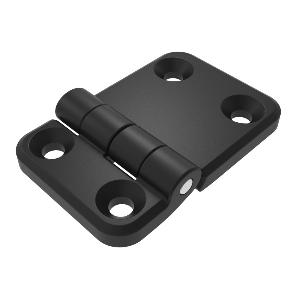 EH-7E-6V9-50 | Surface Mount Hinge, 60 mm (2.36 in) size, with Mounting Holes, Zinc Alloy, Powder Coated, Black