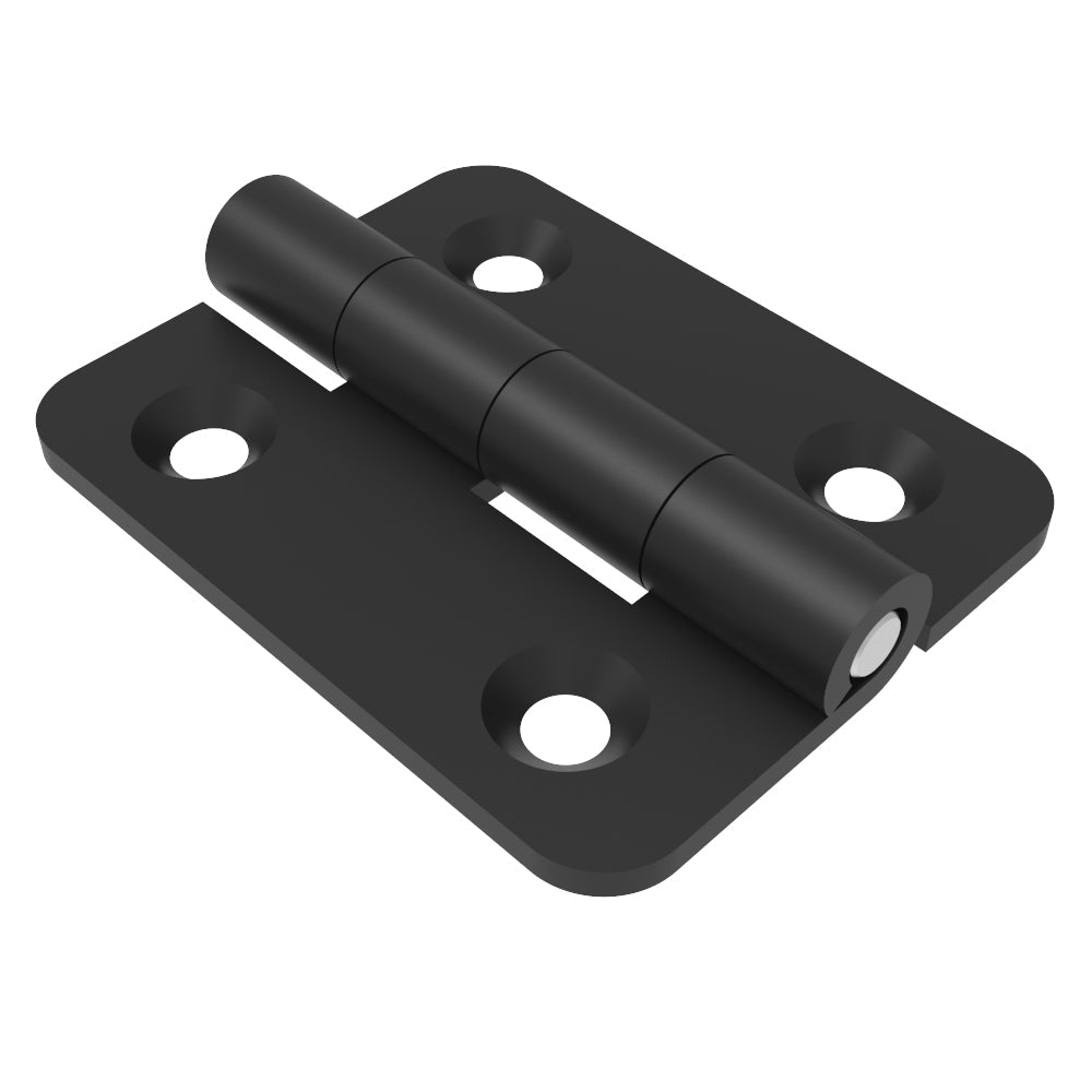 N6-DHIM-10080-PC | Surface Mount Hinge, 100 mm size, with Mounting CSK Holes, Steel, Black Powder coated