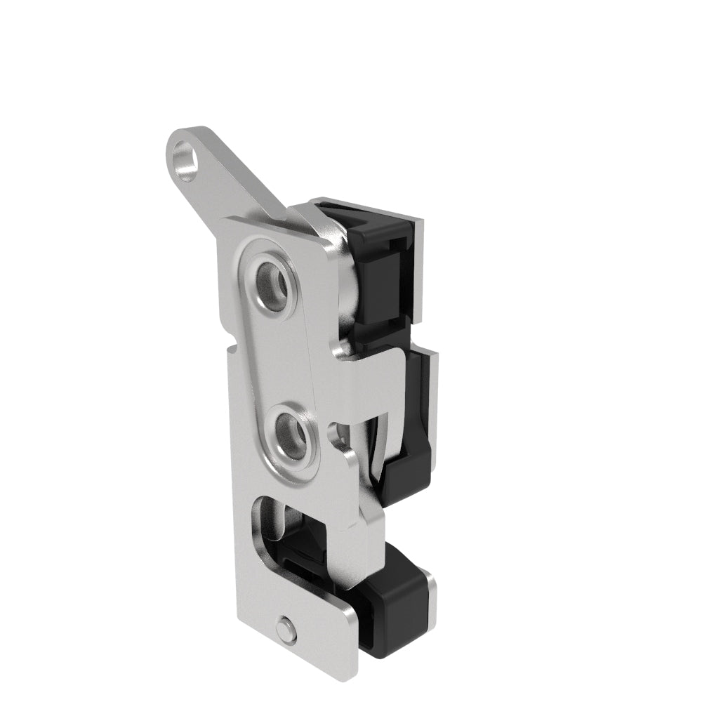 R4-10-10-505-20 | Rotary Push-to-Close Latch, Small Size, Single Stage, with Integrated Bumper, Bottom Trigger, 7.2 mm Thru, Stainless Steel, Passivated