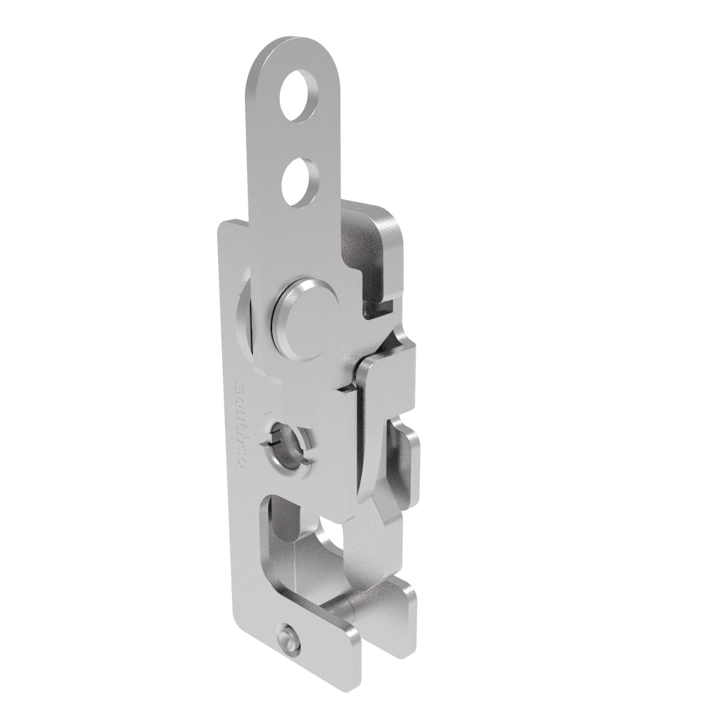 R4-10-22-201-10 | Rotary Push-to-Close Latch, Small Size, Single Stage, with Integrated Bumper, Perpendicular Lever, M6 Thread, Steel, Zinc Plate, Bright chromate