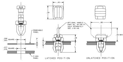 NyLatch Quarter-Turn Fastener, White Nylon
